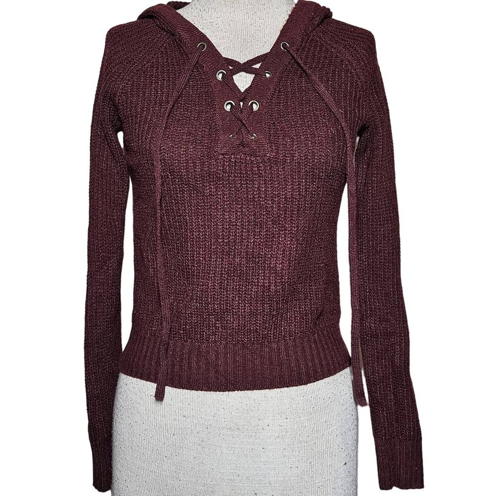 Red Cropped Hooded Sweater Size XS